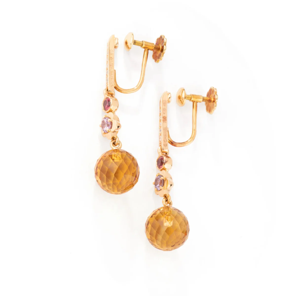 Boucles d'oreilles Pendantes CHANEL "Mademoiselle" en or jaune, citrines, rubellites, améthystes et diamants - Image 3