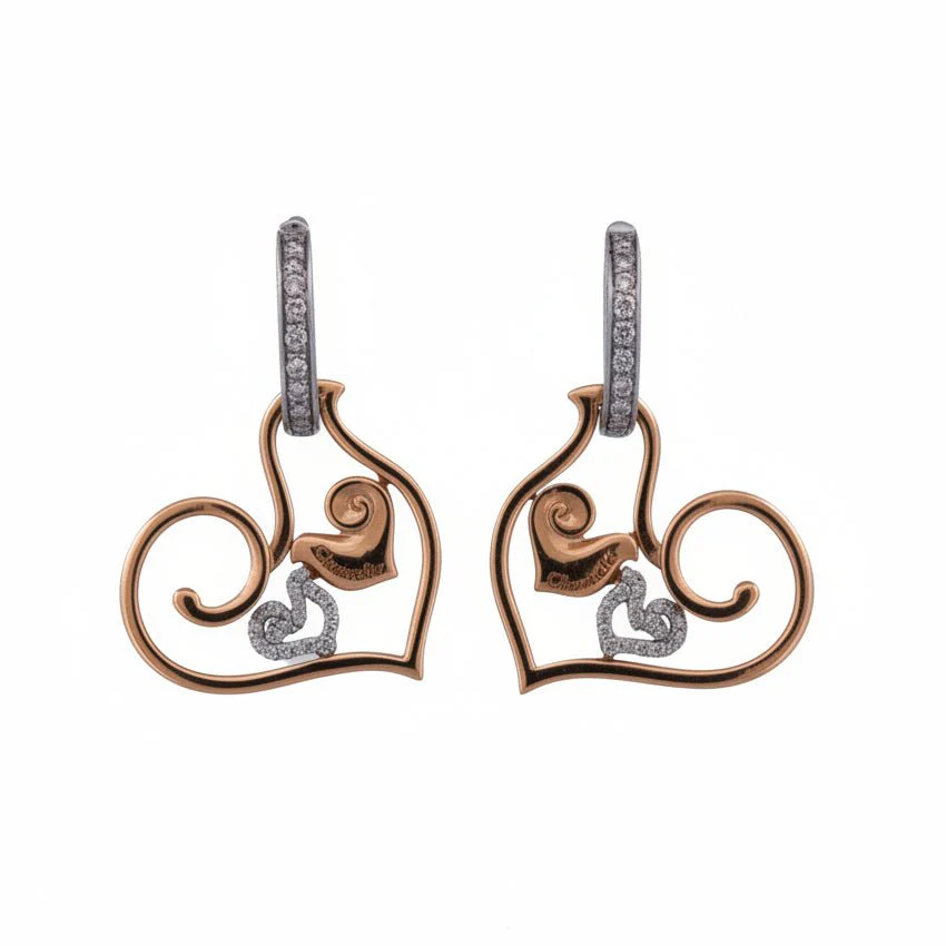 Boucles d'oreilles CHANTECLER en or blanc, or jaune et diamants
