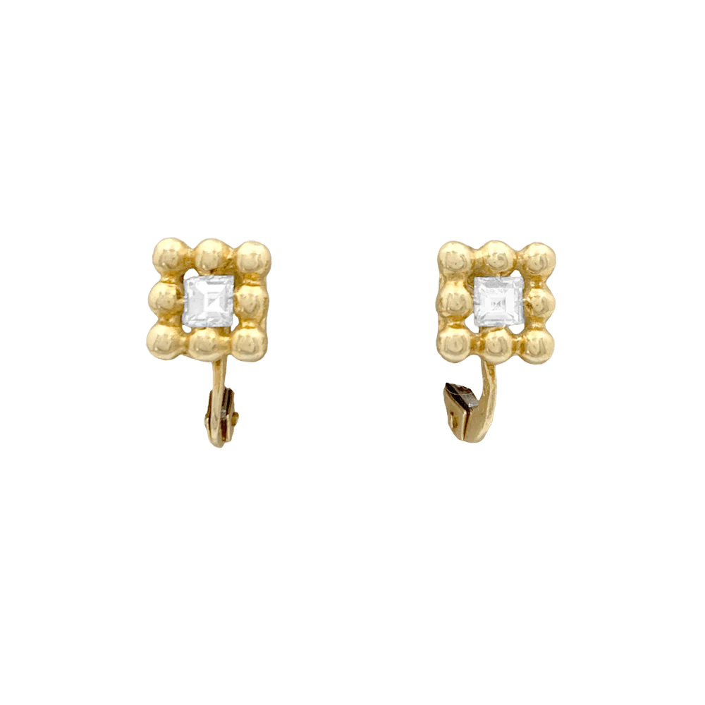Boucles d'oreilles Dormeuses CHAUMET "Quadrangulaires" en or jaune et diamants
