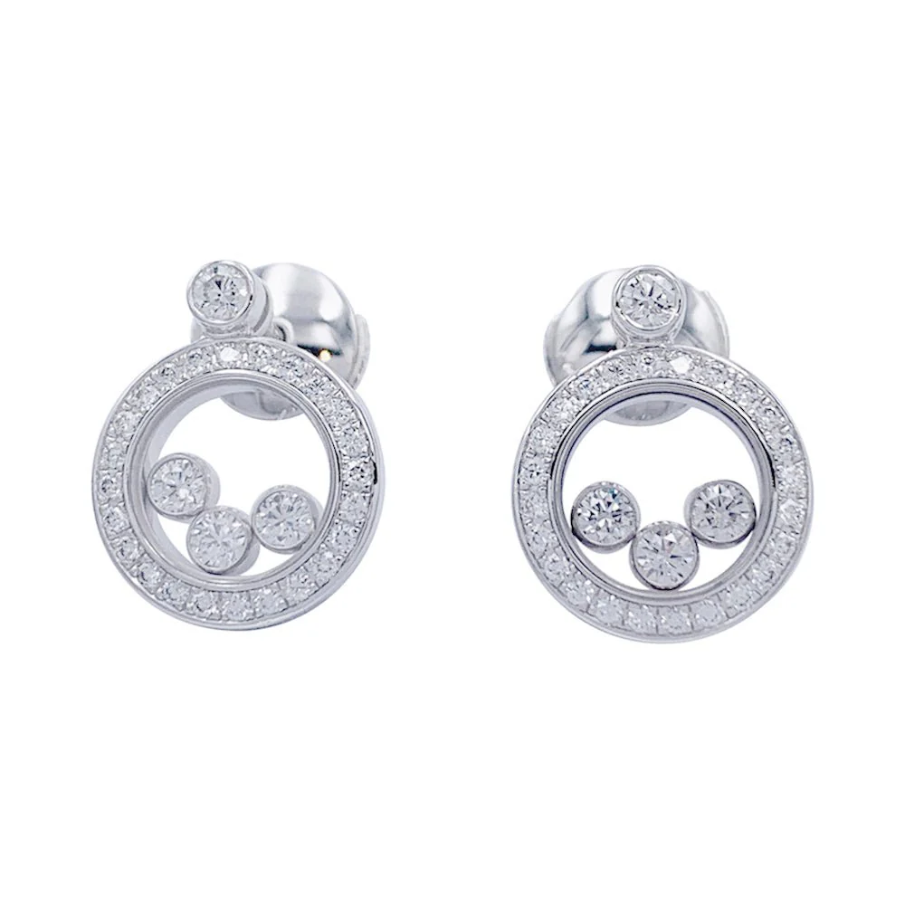 Boucles d'oreilles Chopard, "Happy Diamonds" en or blanc, diamants