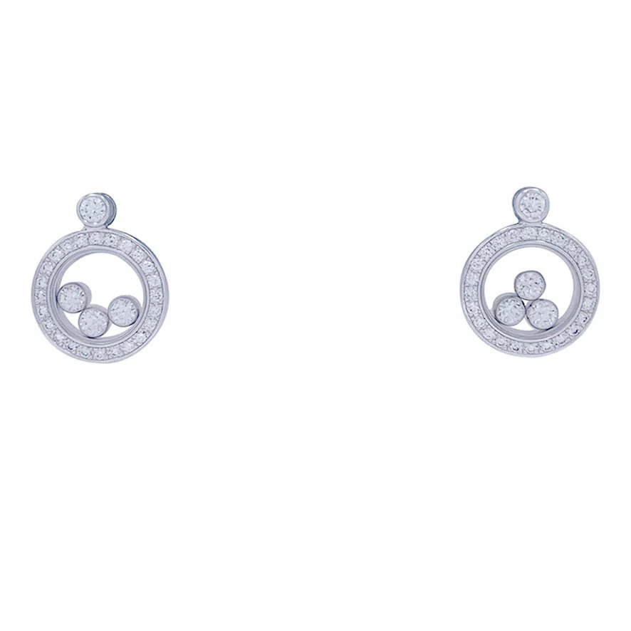 Boucles d'oreilles Chopard, "Happy Diamonds" en or blanc, diamants - Image 2