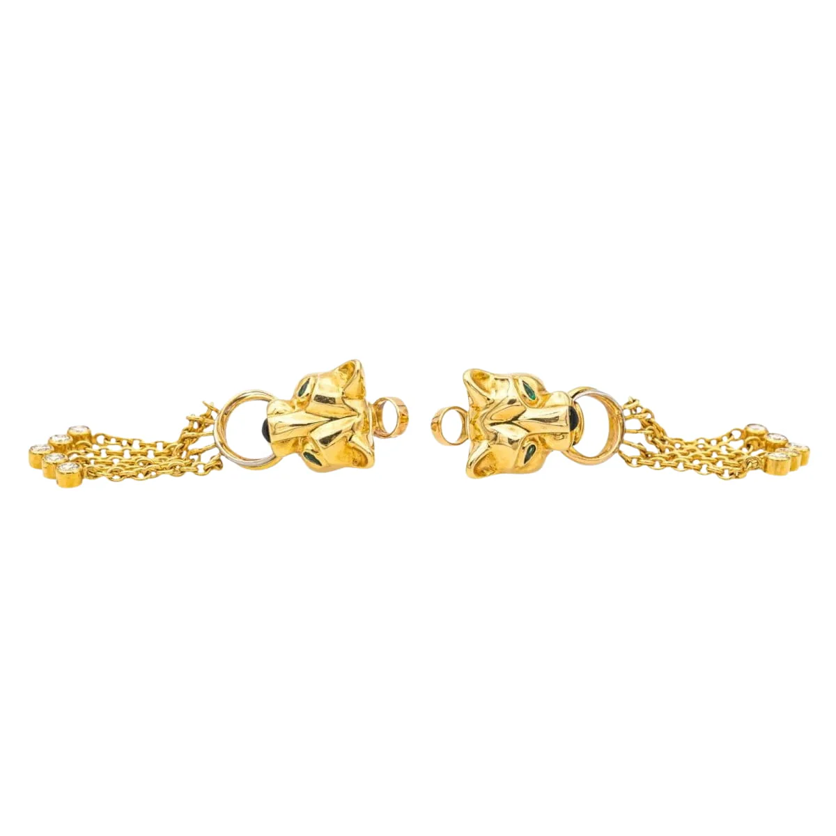 Boucles d'oreilles Clips CARTIER "Panthère" en or jaune, émeraudes et diamants - Image 4