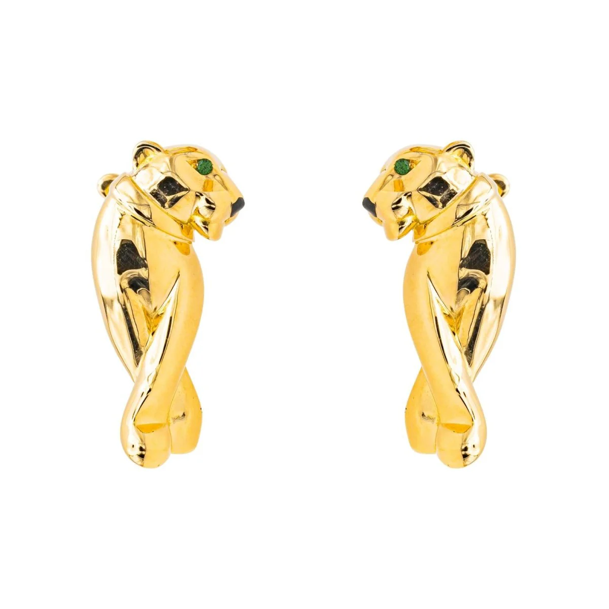 Boucles d'oreilles Clip CARTIER "Panthère" en or jaune, or blanc, grenats et onyx
