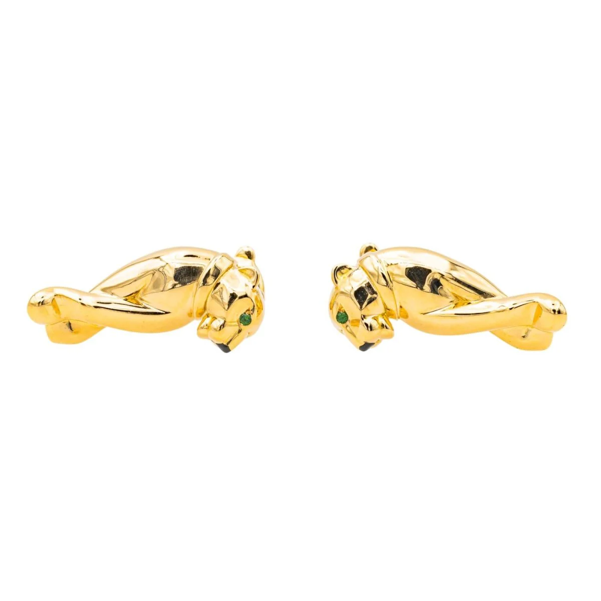 Boucles d'oreilles Clip CARTIER "Panthère" en or jaune, or blanc, grenats et onyx - Image 3