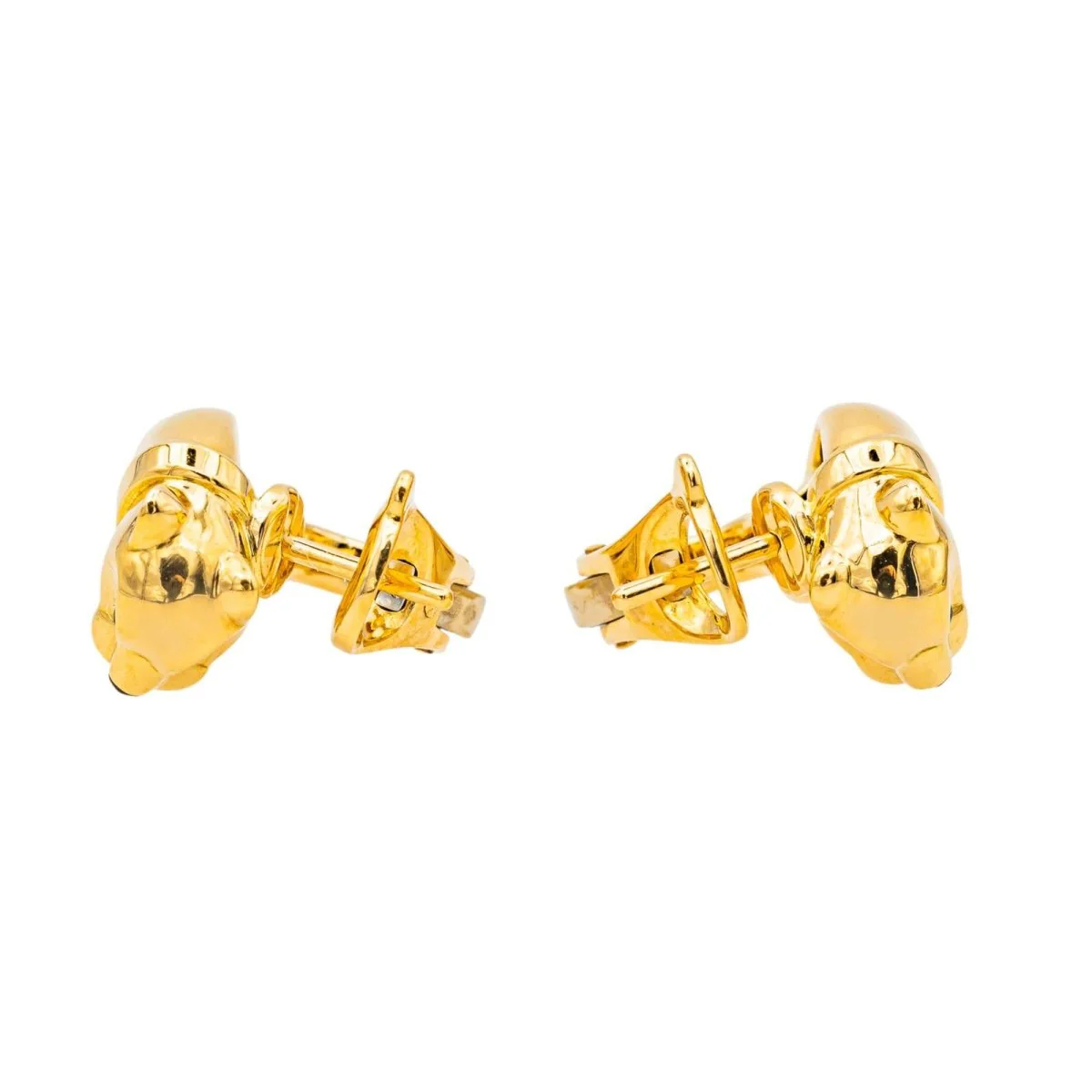 Boucles d'oreilles Clip CARTIER "Panthère" en or jaune, or blanc, grenats et onyx - Image 6