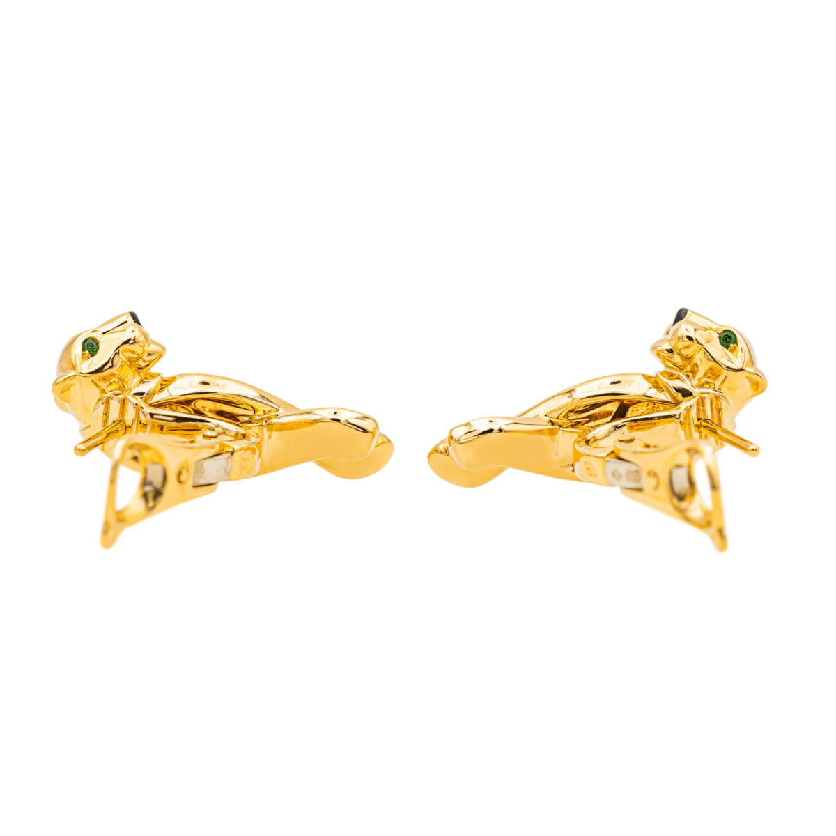 Boucles d'oreilles Clip CARTIER "Panthère" en or jaune, or blanc, grenats et onyx - Image 7