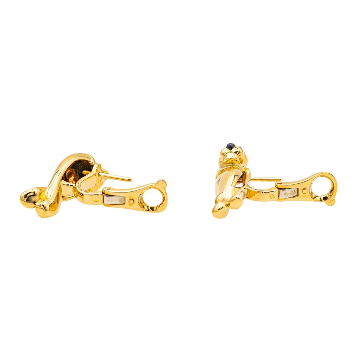 Boucles d'oreilles Clip CARTIER "Panthère" en or jaune, or blanc, grenats et onyx - Image 8