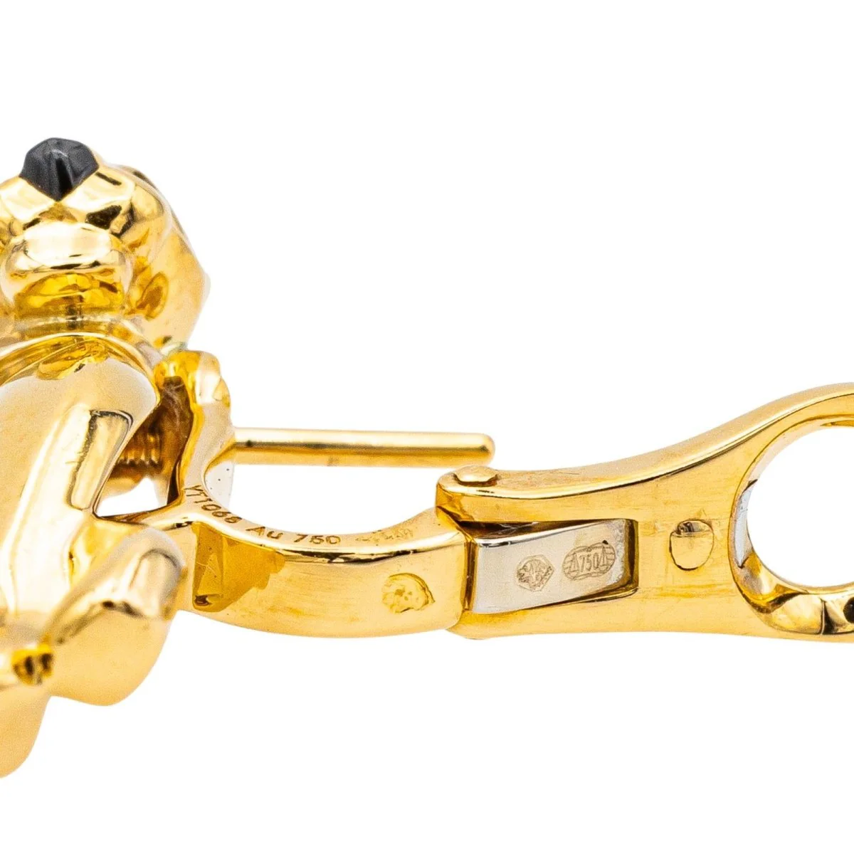 Boucles d'oreilles Clip CARTIER "Panthère" en or jaune, or blanc, grenats et onyx - Image 9