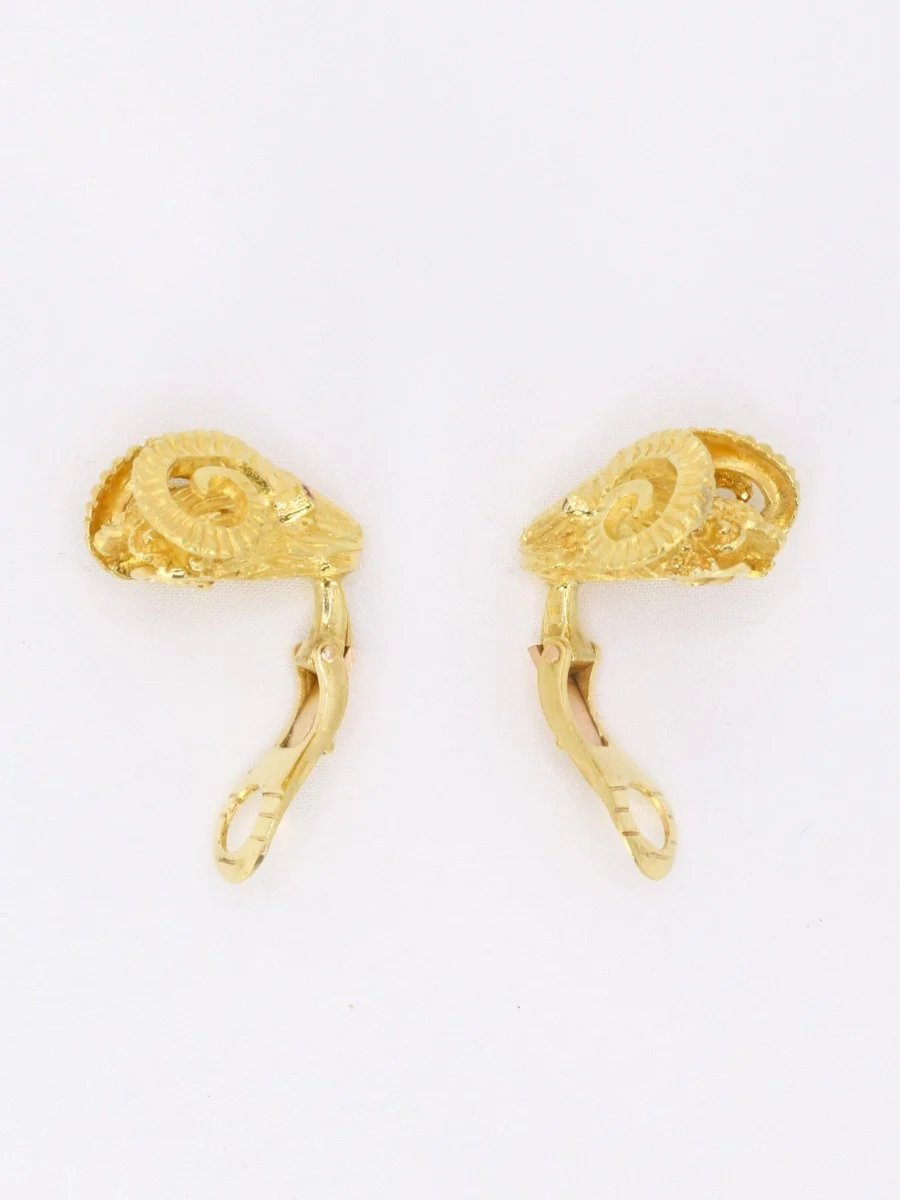 LALAOUNIS (Att. à) Clips d'oreilles tête de belier or jaune rubis - Image 10
