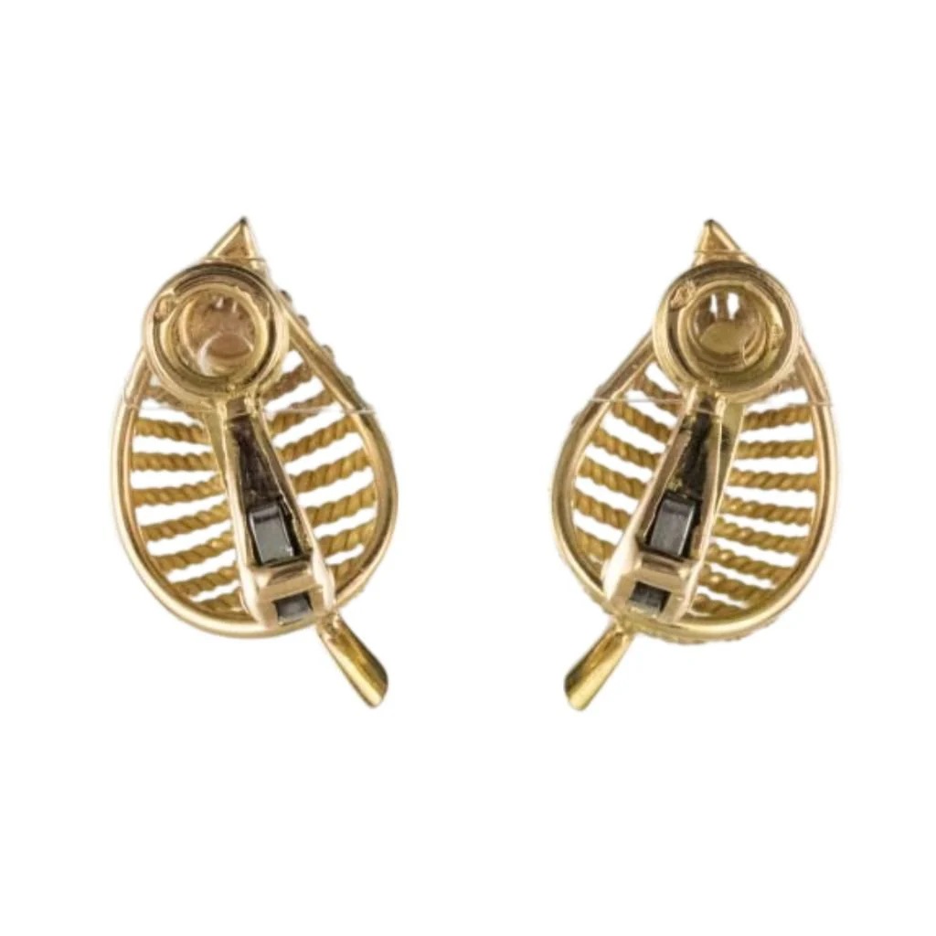 Boucles d'oreilles Clip "Feuilles" en or jaune - Image 4