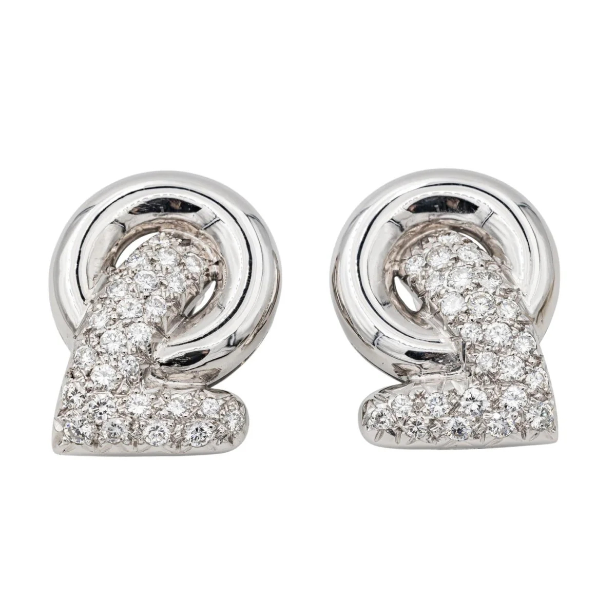 Boucles d'oreilles Clip en or blanc et diamants