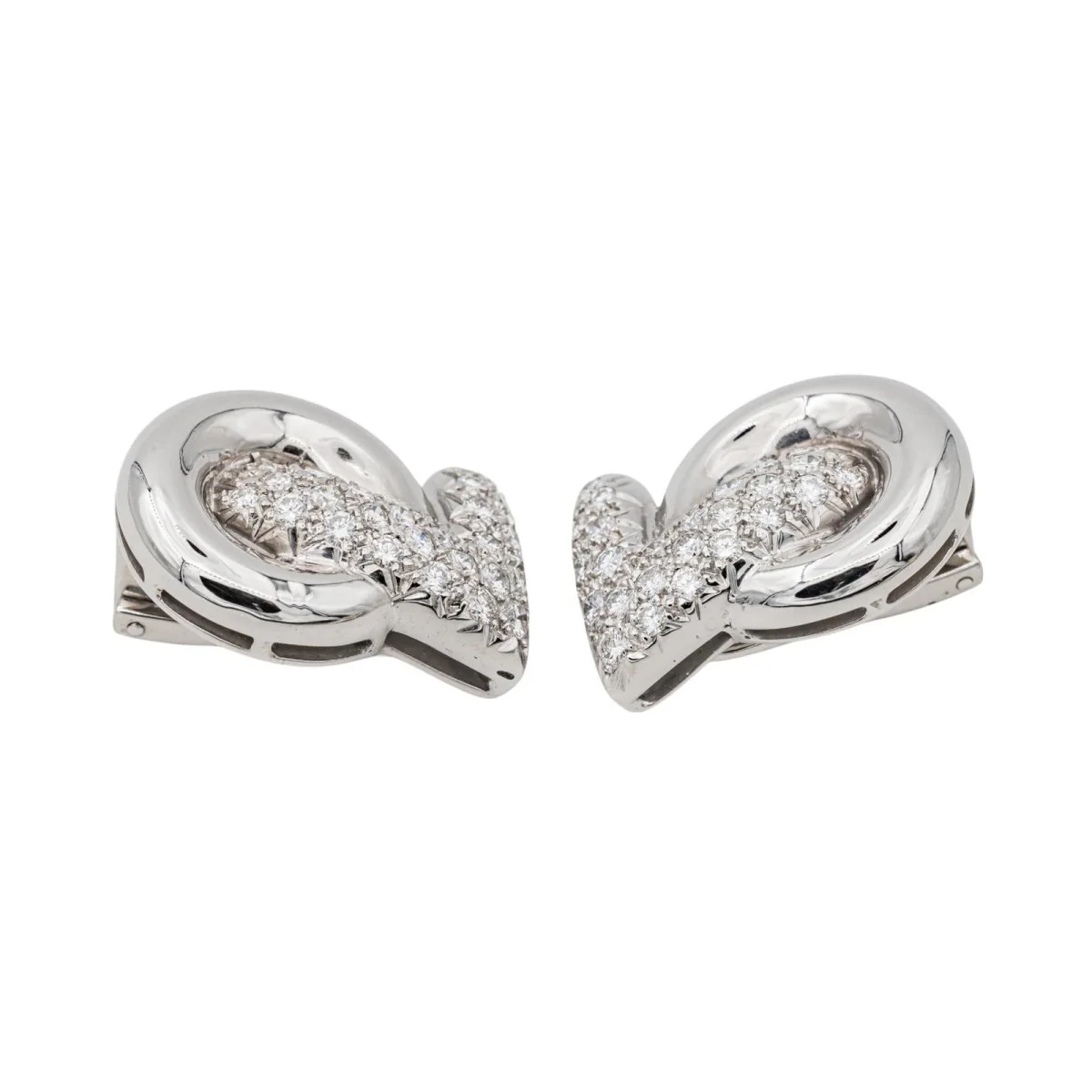 Boucles d'oreilles Clip en or blanc et diamants - Image 5