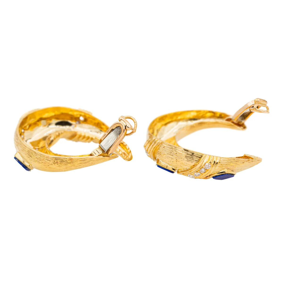 Boucles d'oreilles Clip en or jaune, lapis-lazuli et diamants - Image 7