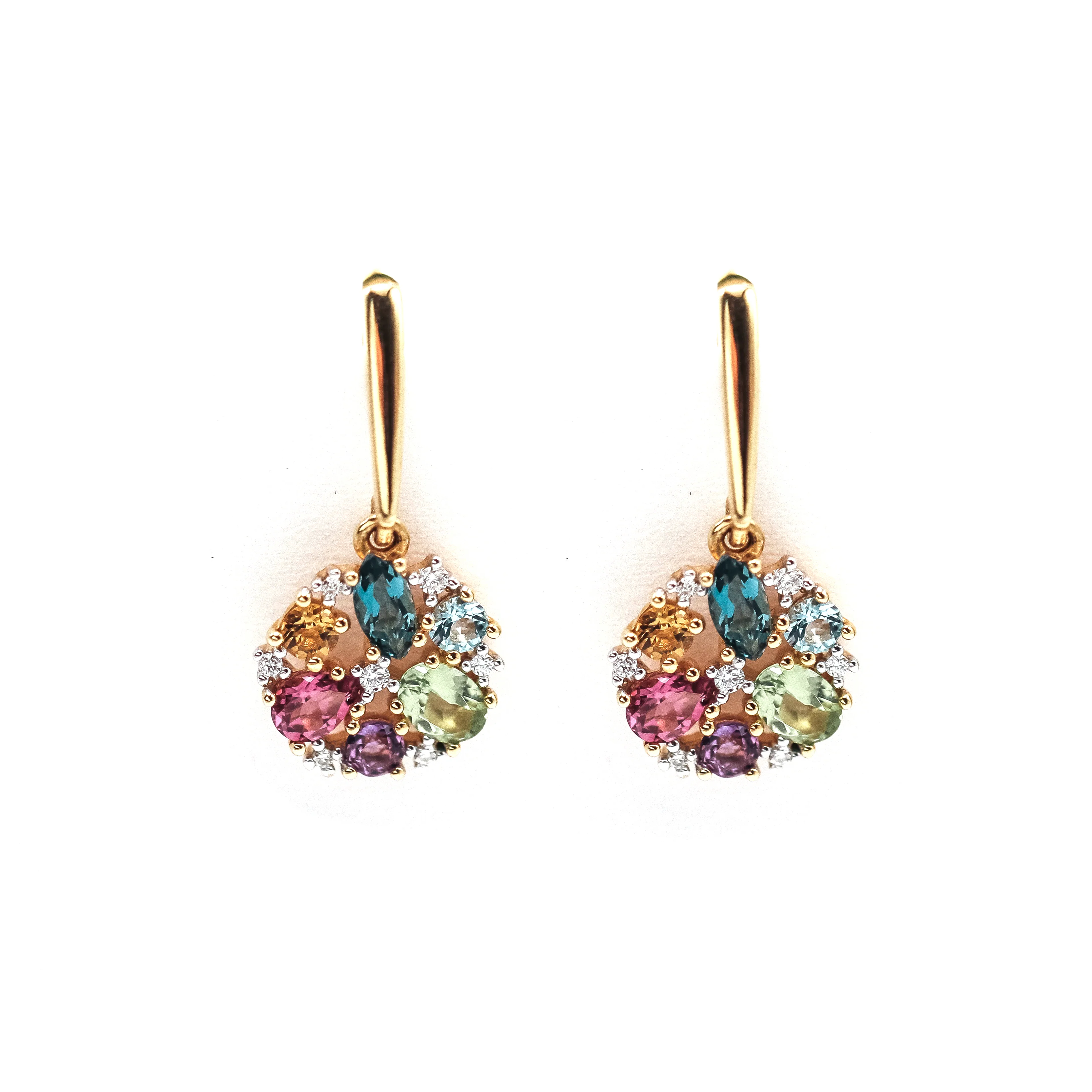 Boucles d'oreilles Pendantes RAINBOW en or jaune et diamants
