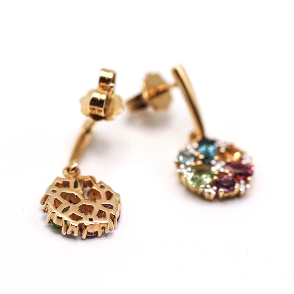 Boucles d'oreilles Pendantes RAINBOW en or jaune et diamants - Image 3