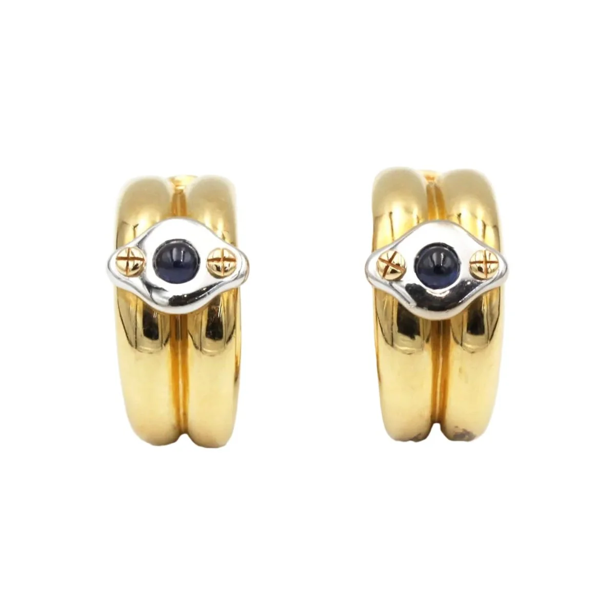 Boucles d'oreilles Clips CHAUMET en or blanc, or jaune et saphirs
