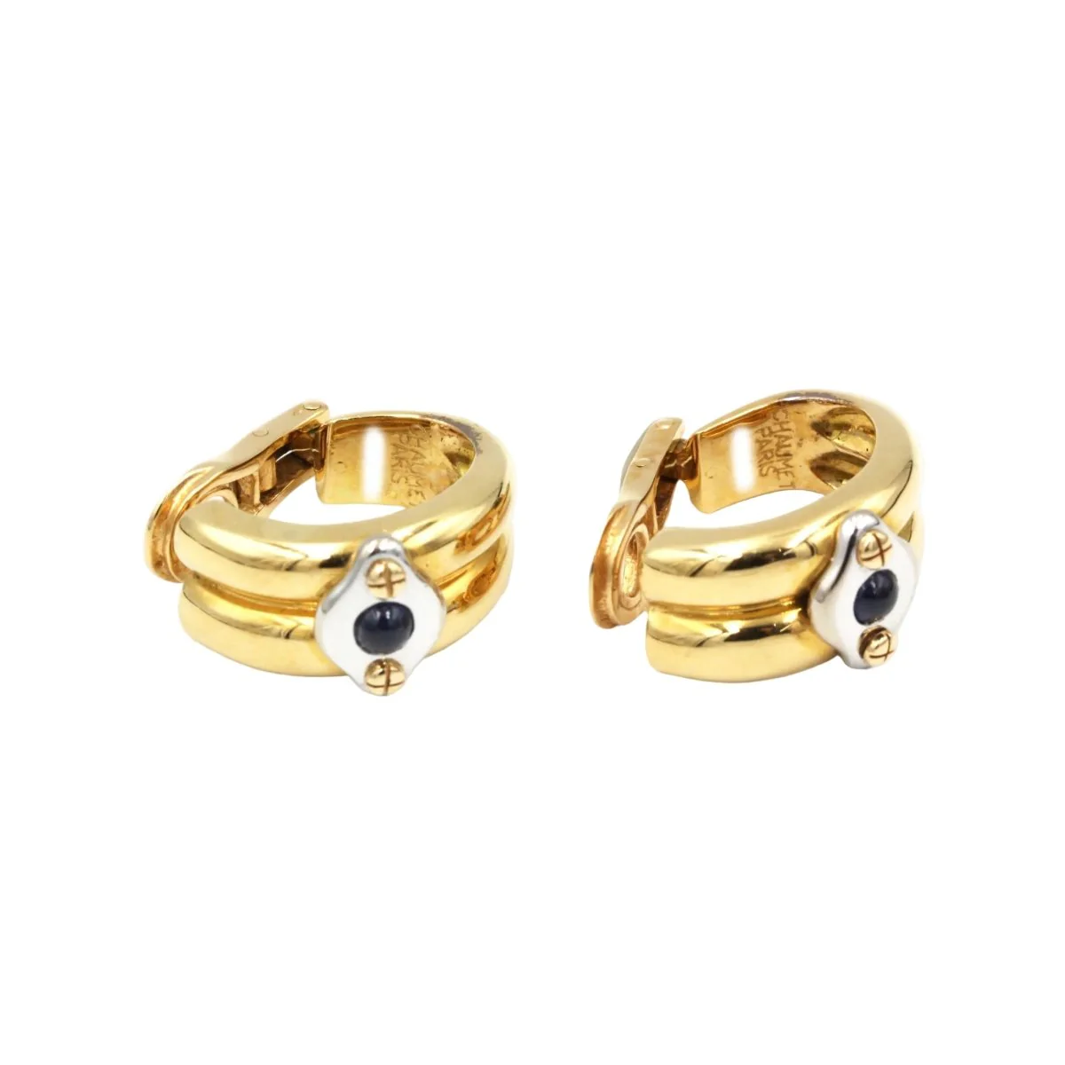 Boucles d'oreilles Clips CHAUMET en or blanc, or jaune et saphirs - Image 4