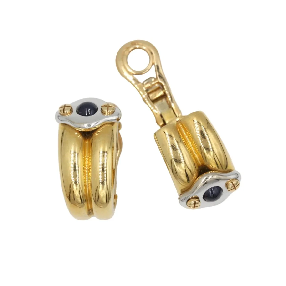 Boucles d'oreilles Clips CHAUMET en or blanc, or jaune et saphirs - Image 5