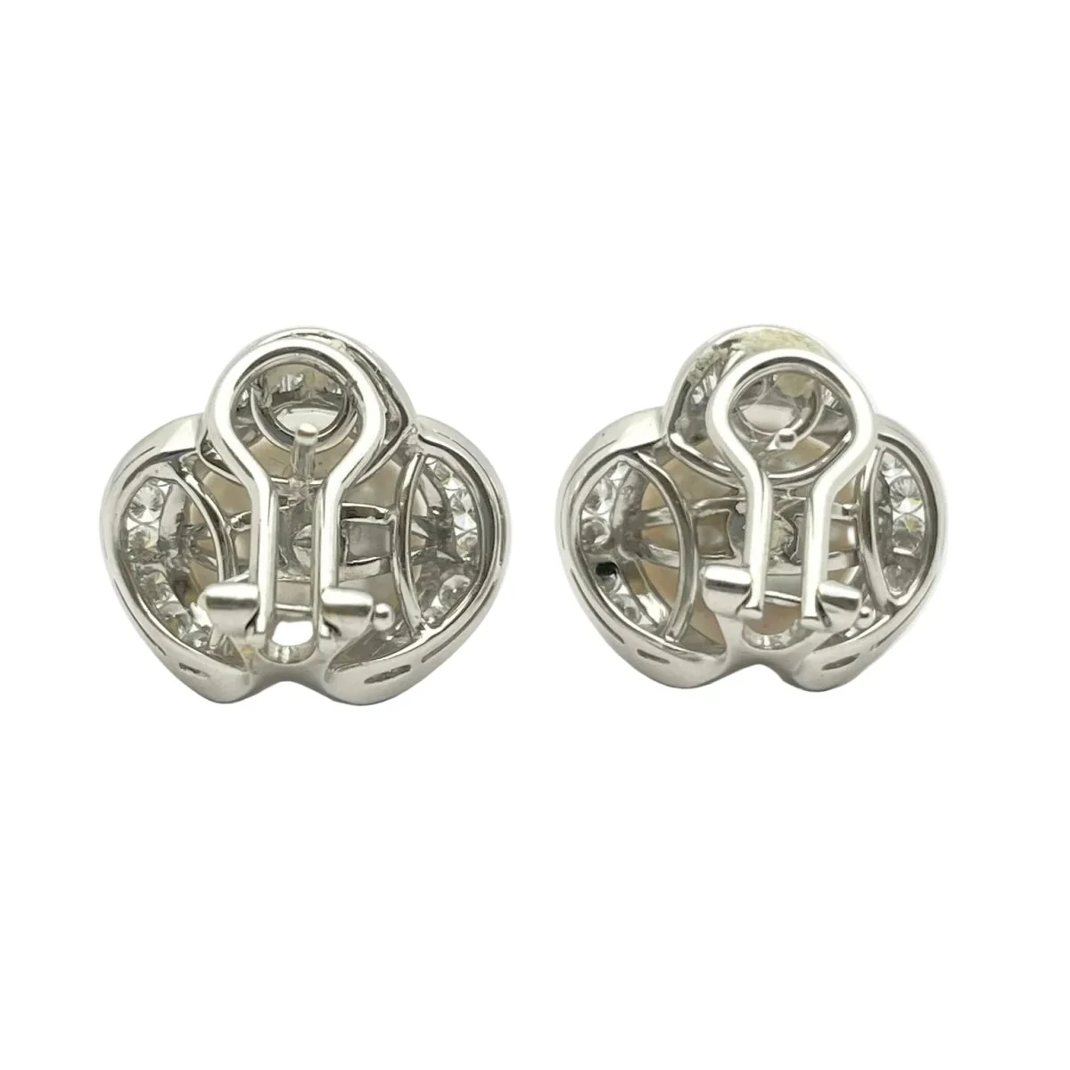 Boucles d'oreilles Clips en or blanc, pearls et diamants - Image 3