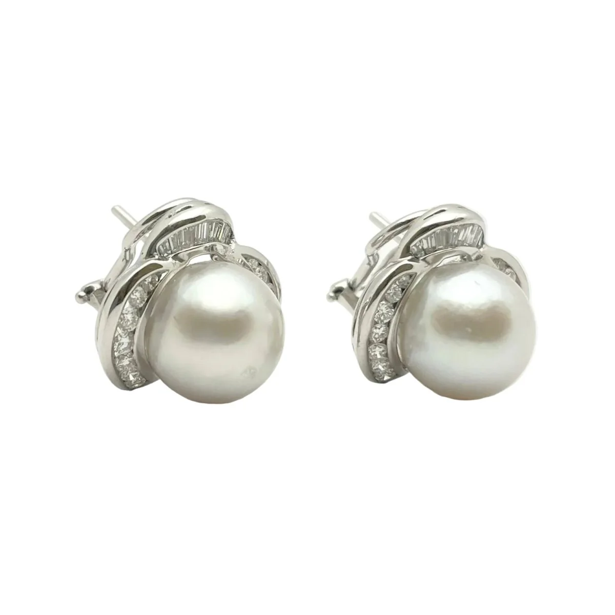 Boucles d'oreilles Clips en or blanc, pearls et diamants - Image 4
