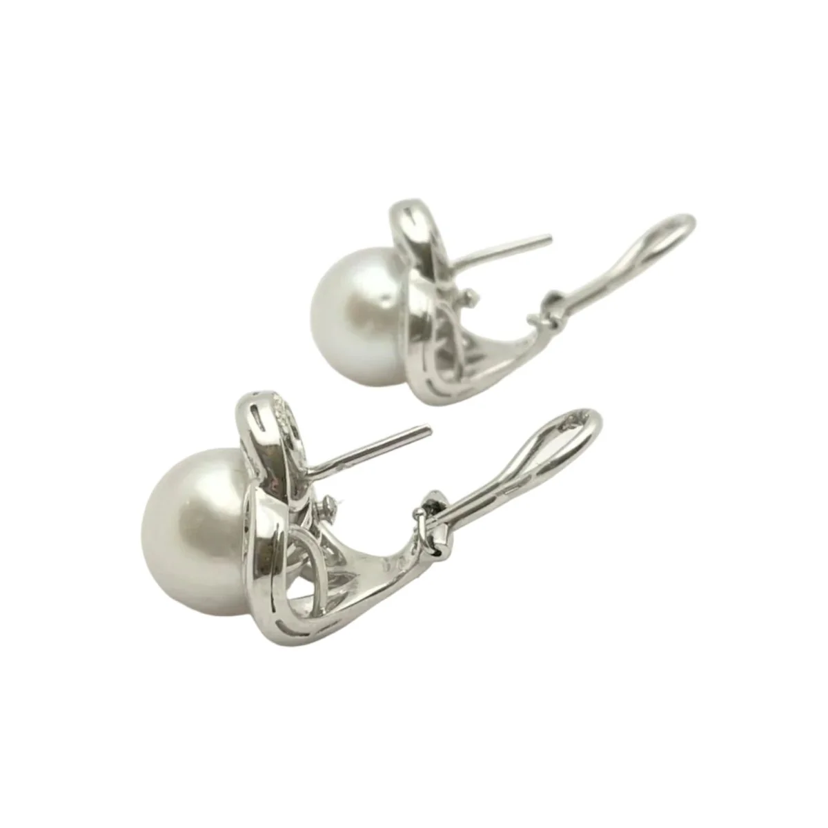 Boucles d'oreilles Clips en or blanc, pearls et diamants - Image 6