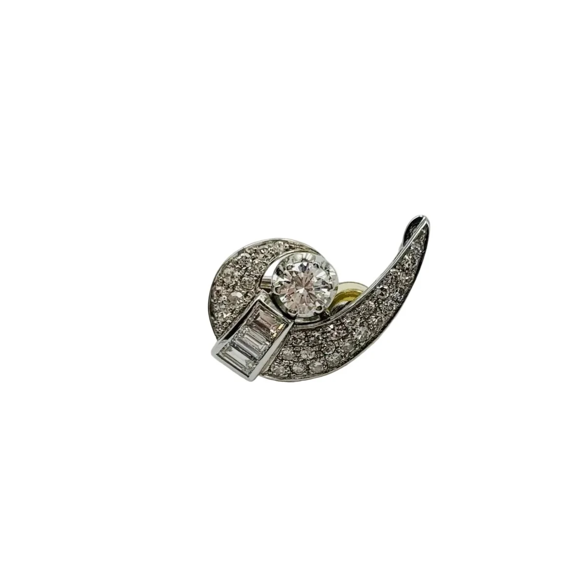 Boucles d'oreilles Clips en or blanc, platine et diamants - Image 7