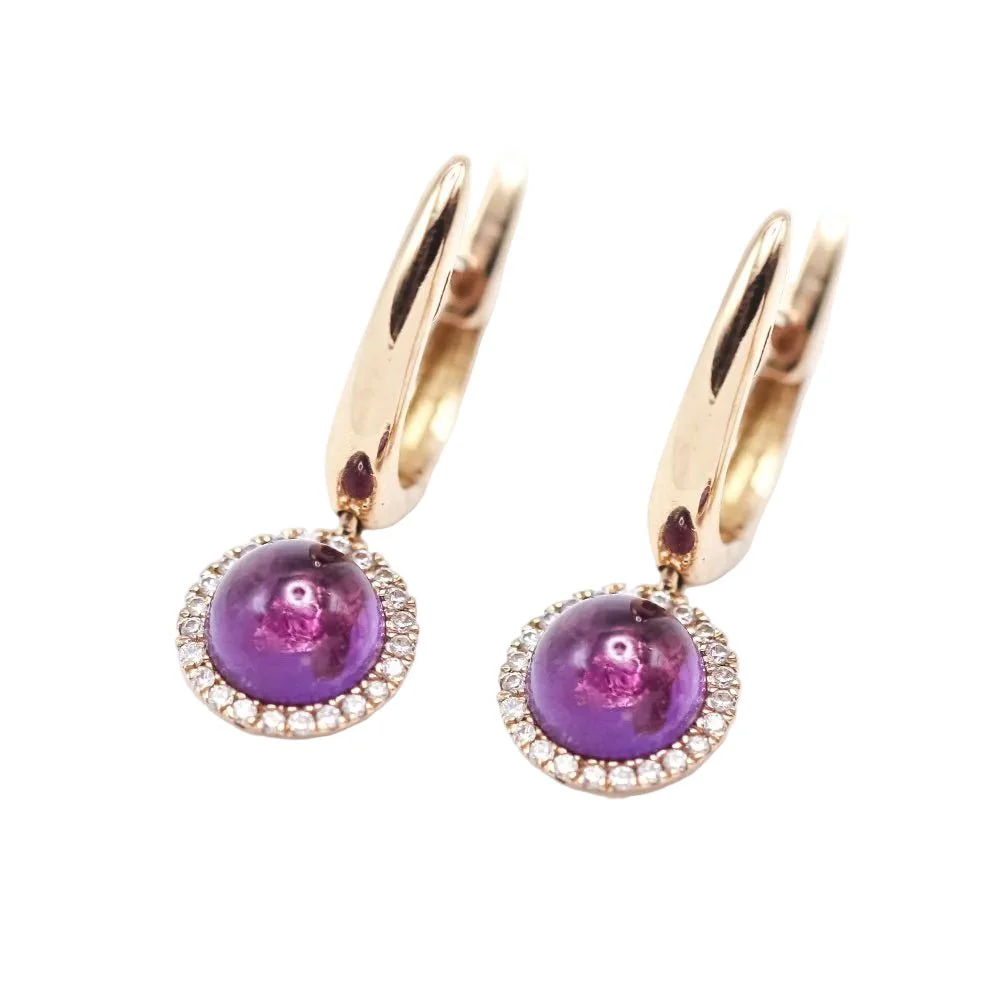 Boucles d'oreilles Pendantes en or jaune, améthystes et diamants - Image 8