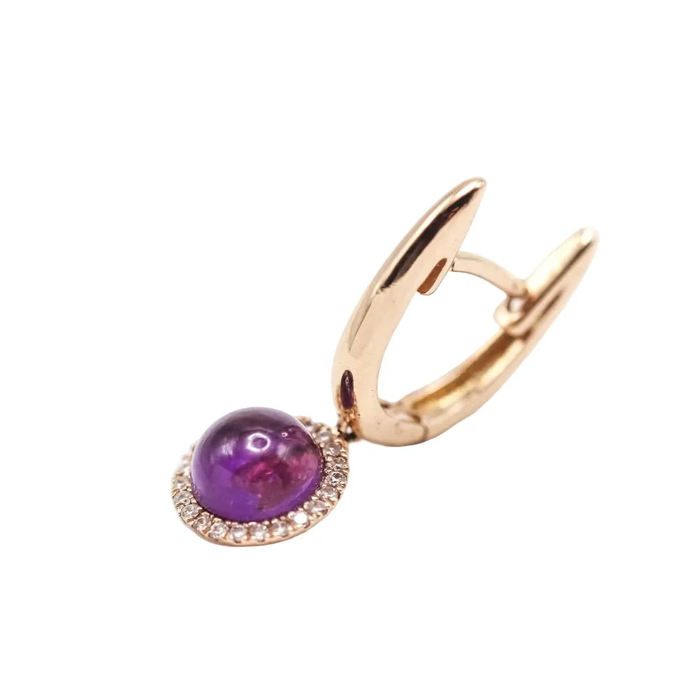 Boucles d'oreilles Pendantes en or jaune, améthystes et diamants - Image 9
