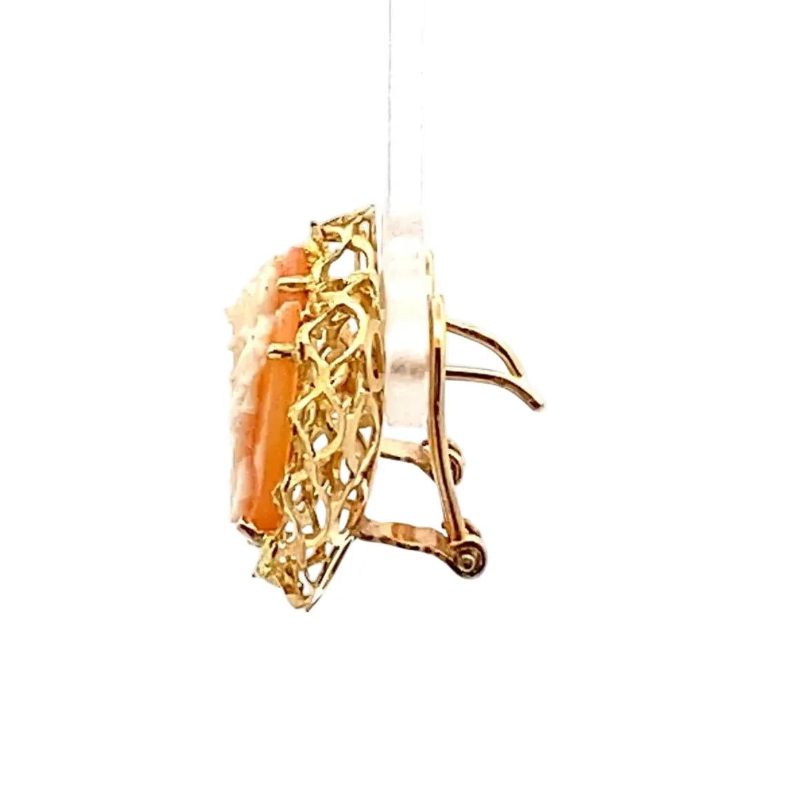 Boucles d'oreilles Clips en or jaune et camée - Image 2