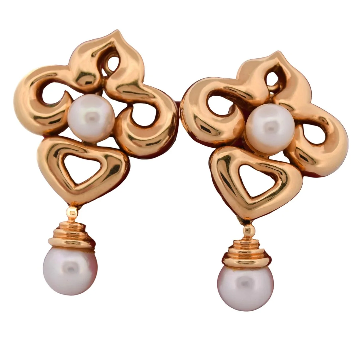 Boucles d'oreilles Clips en or jaune et perles