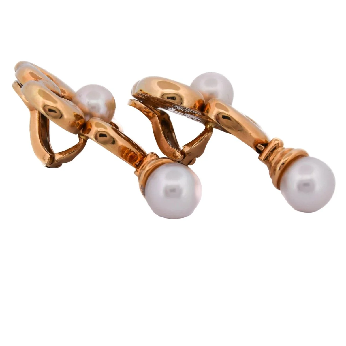 Boucles d'oreilles Clips en or jaune et perles - Image 3