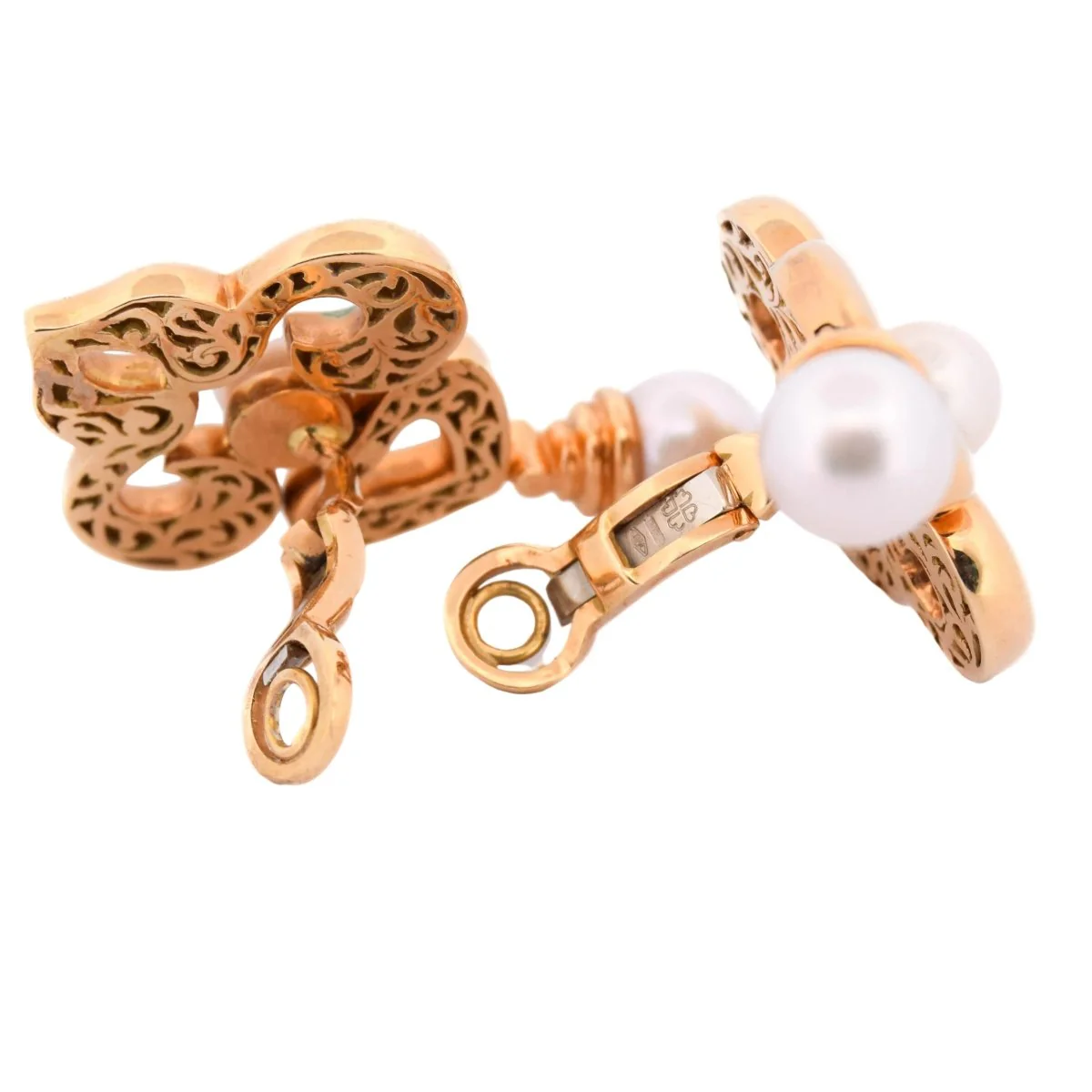 Boucles d'oreilles Clips en or jaune et perles - Image 4