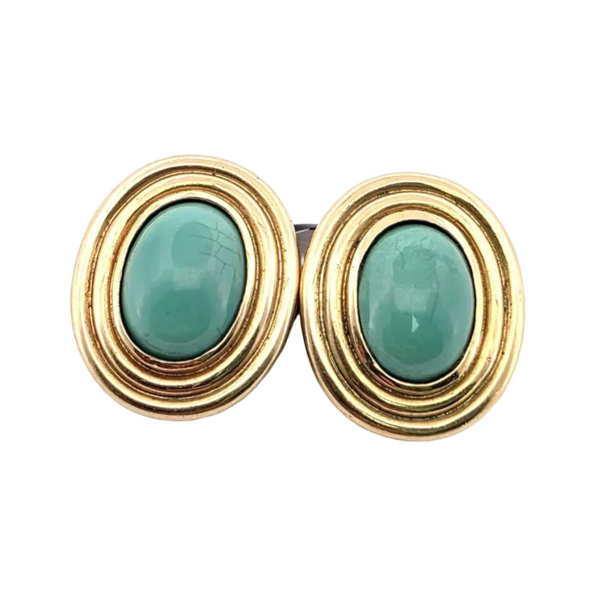 Boucles d'oreilles Clips en or jaune et turquoises