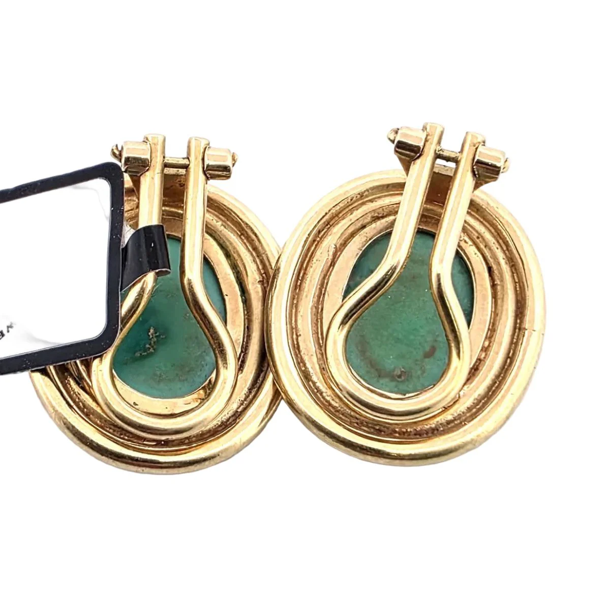 Boucles d'oreilles Clips en or jaune et turquoises - Image 5