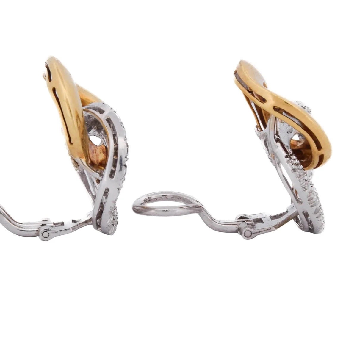 Boucles d'oreilles Clips LUNATI en or blanc, or jaune et diamants - Image 3