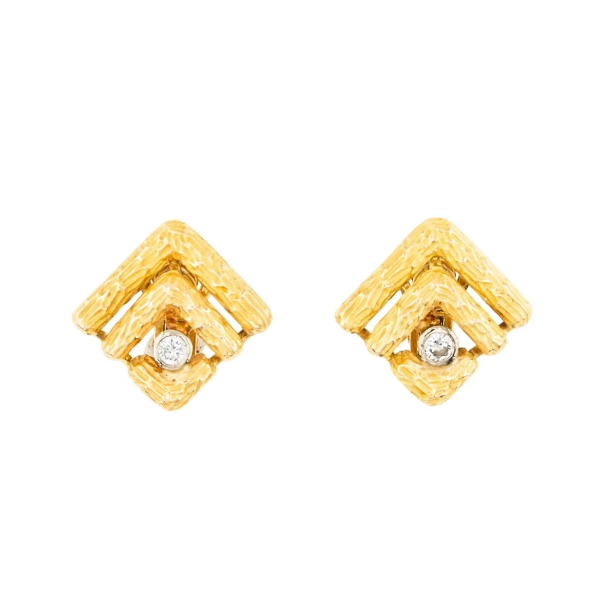 Boucles d'oreilles Clips en or jaune et diamants