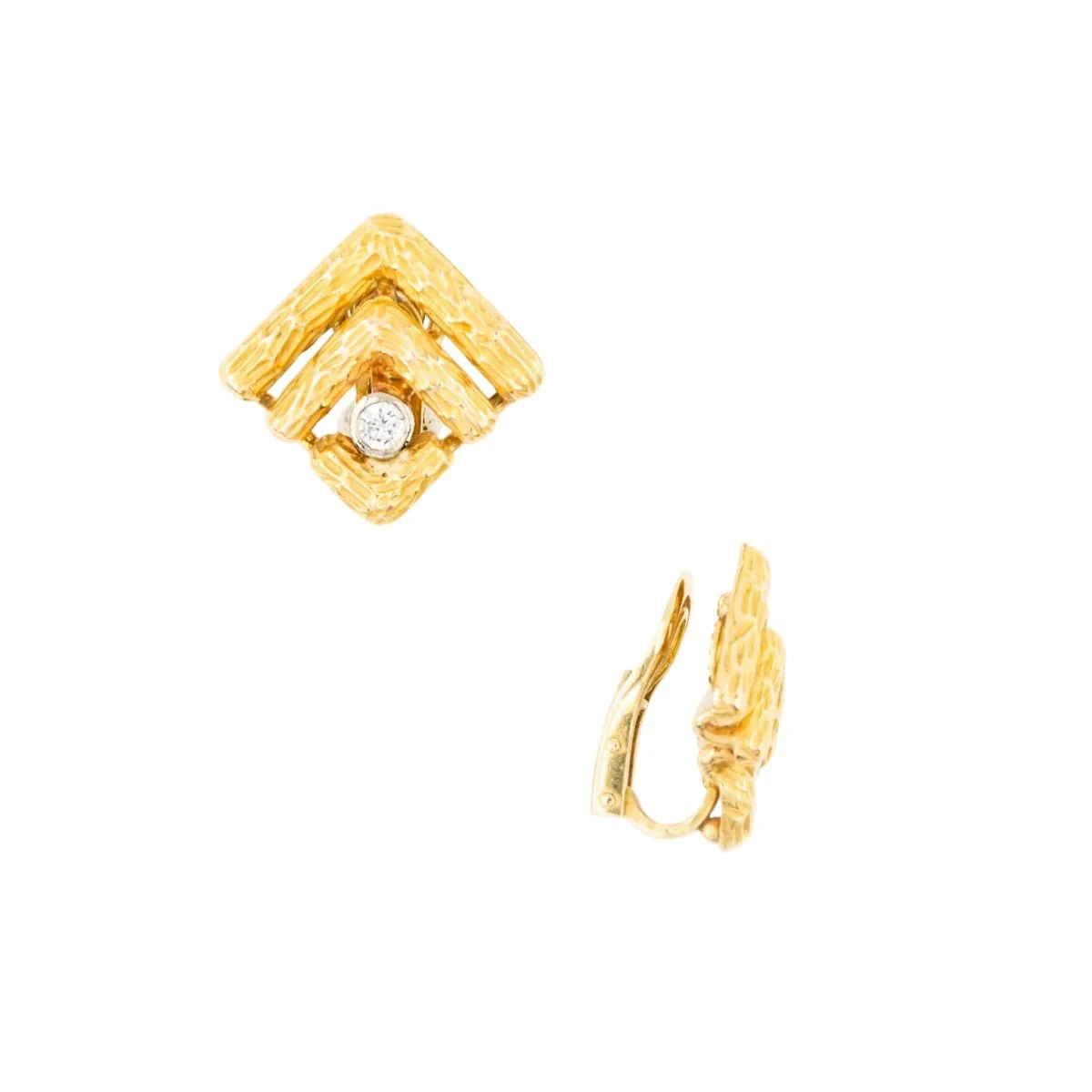 Boucles d'oreilles Clips en or jaune et diamants - Image 3
