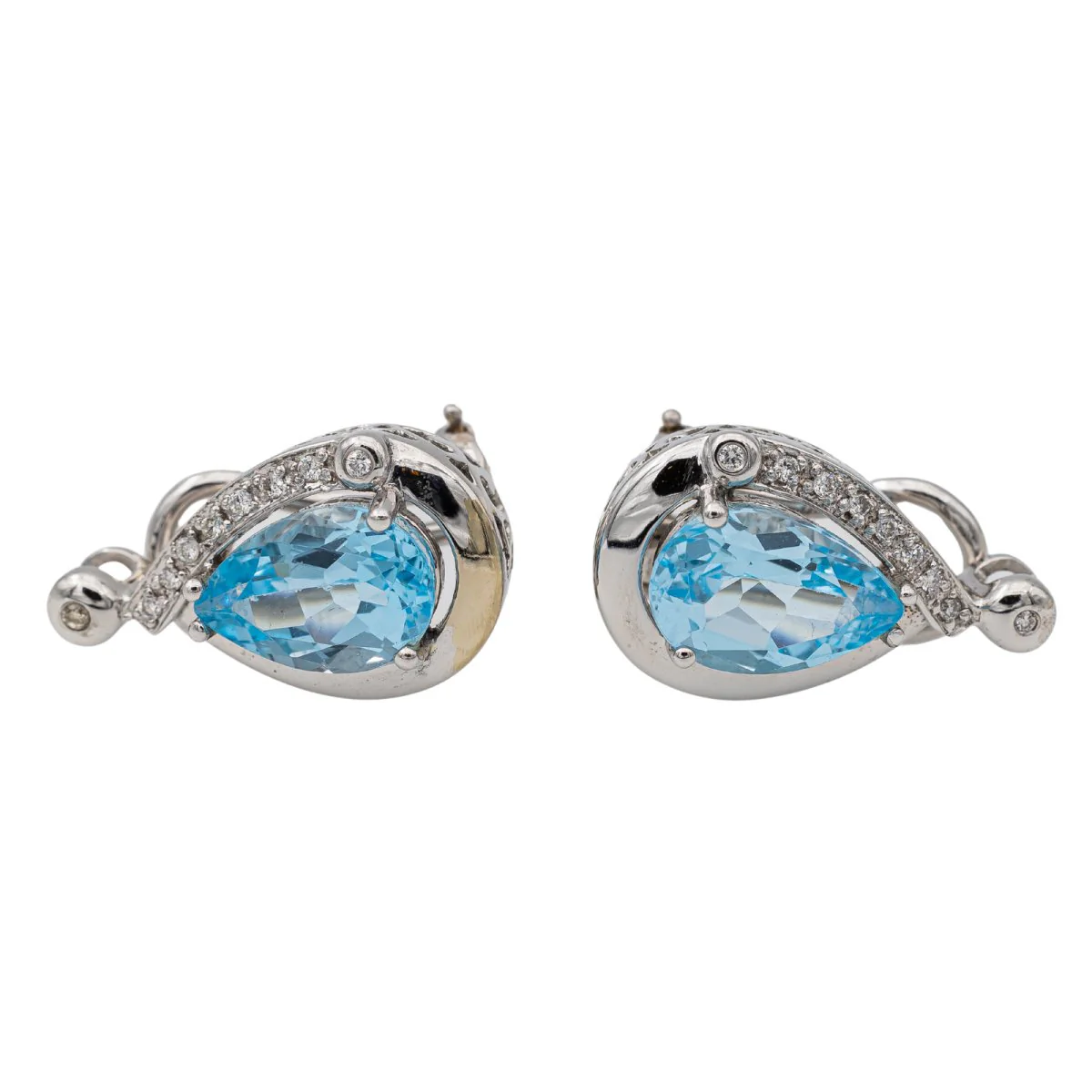 Boucles d'oreilles Clips Or blanc Topaze - Image 3