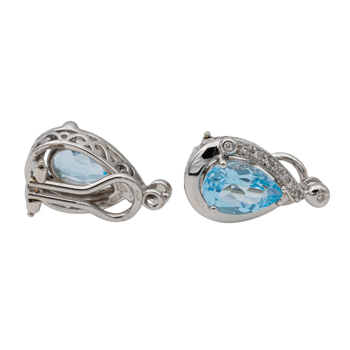 Boucles d'oreilles Clips Or blanc Topaze - Image 4