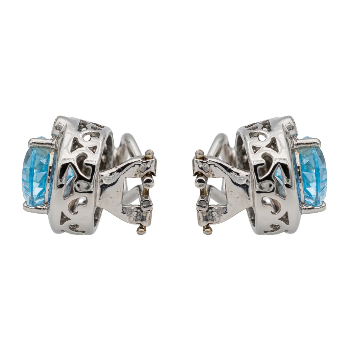 Boucles d'oreilles Clips Or blanc Topaze - Image 5