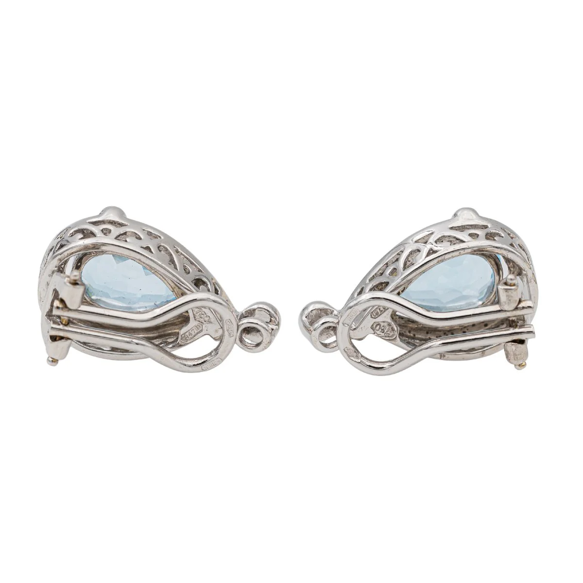 Boucles d'oreilles Clips Or blanc Topaze - Image 6
