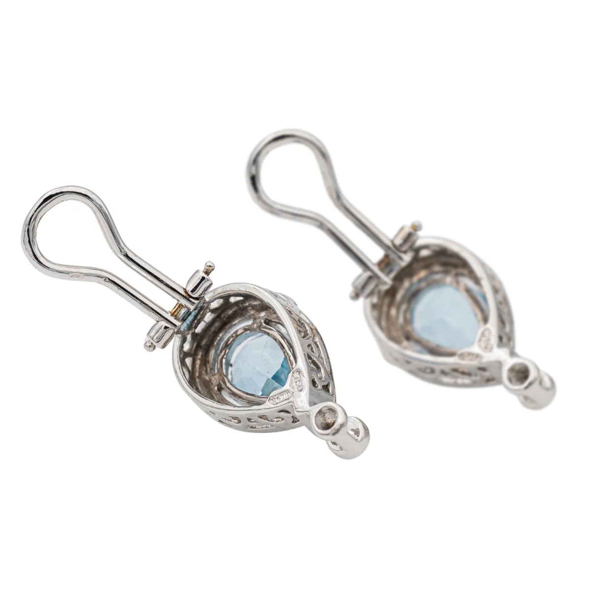 Boucles d'oreilles Clips Or blanc Topaze - Image 7