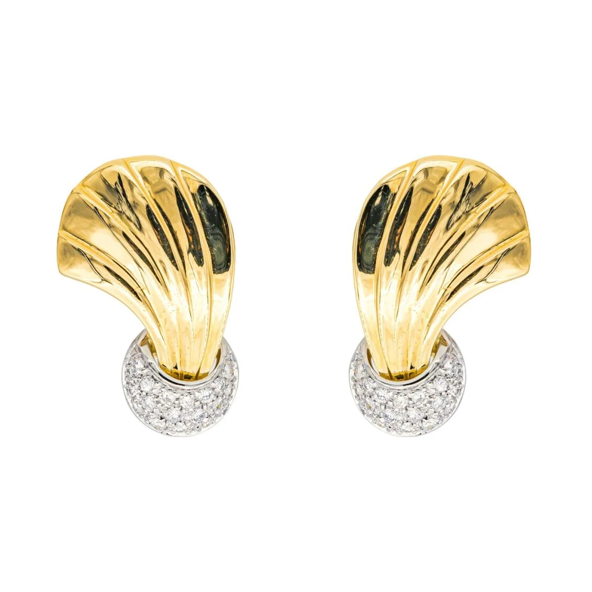 Boucles d'oreilles Clips en or jaune, or blanc et diamants