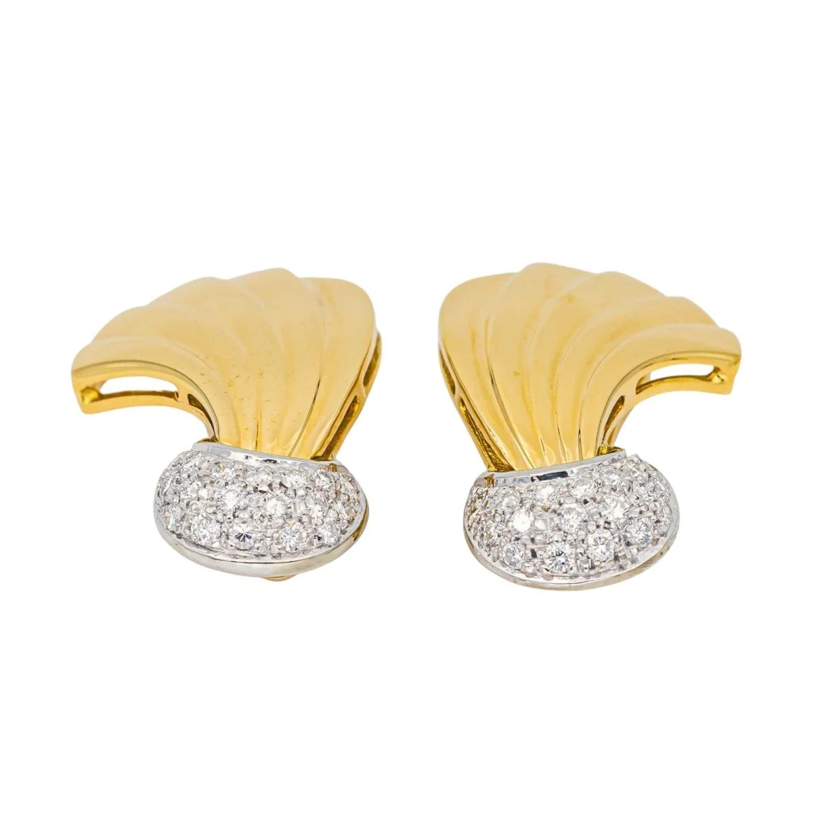 Boucles d'oreilles Clips en or jaune, or blanc et diamants - Image 3