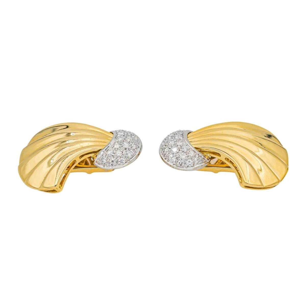 Boucles d'oreilles Clips en or jaune, or blanc et diamants - Image 4