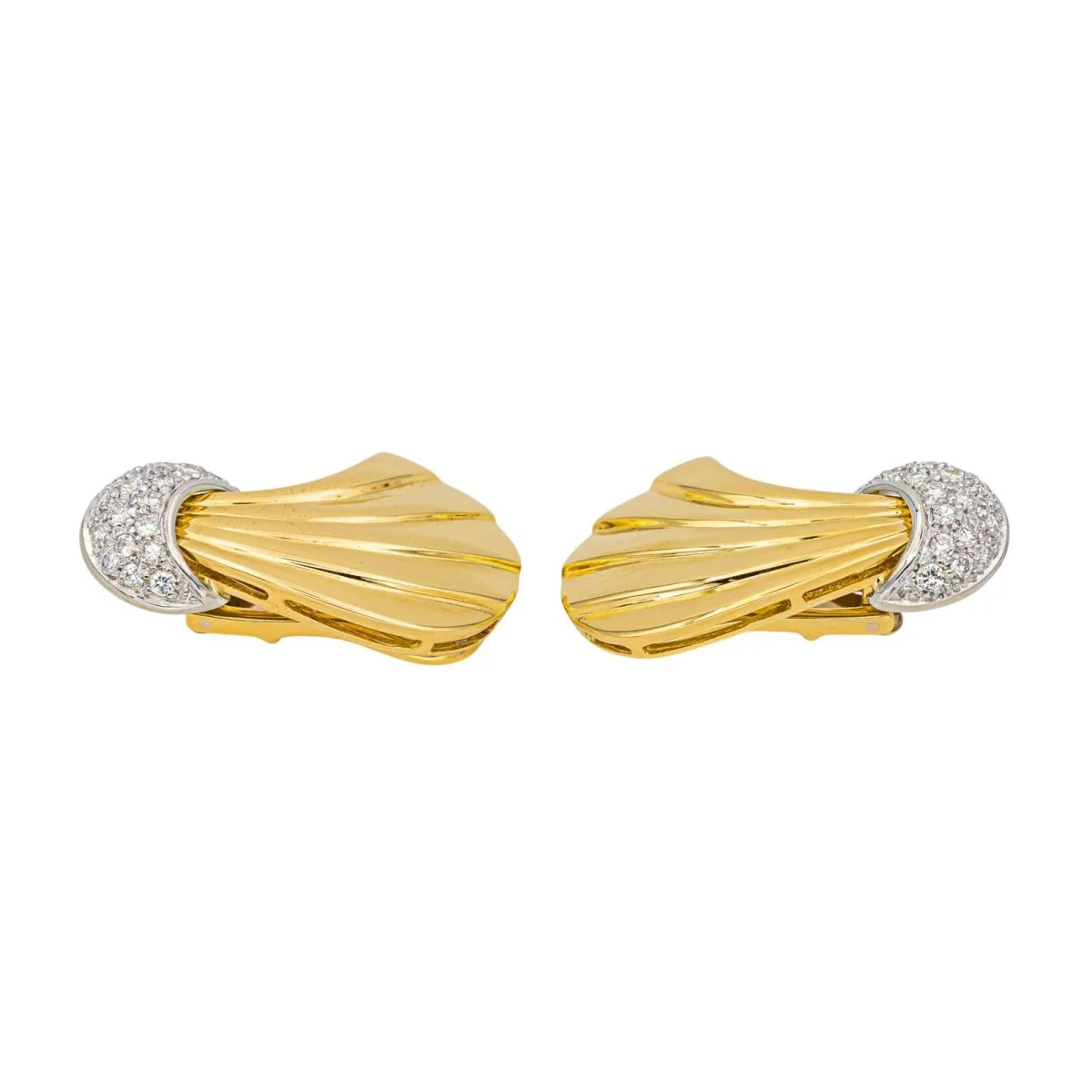 Boucles d'oreilles Clips en or jaune, or blanc et diamants - Image 5