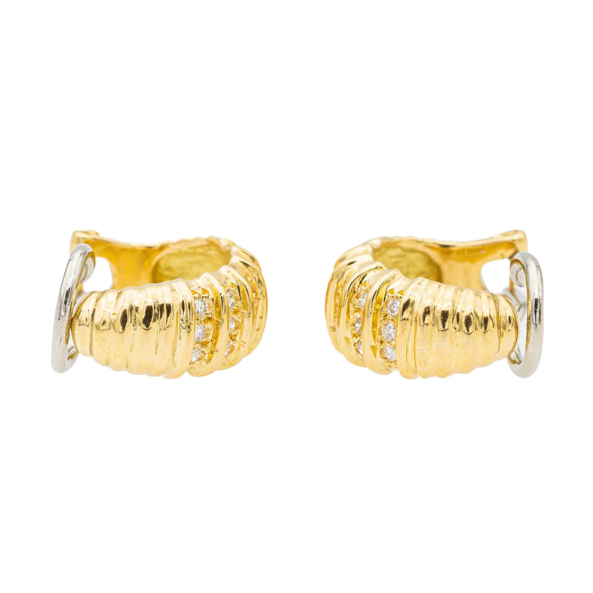 Boucles d'oreilles Clip en or jaune, or blanc et diamants - Image 7