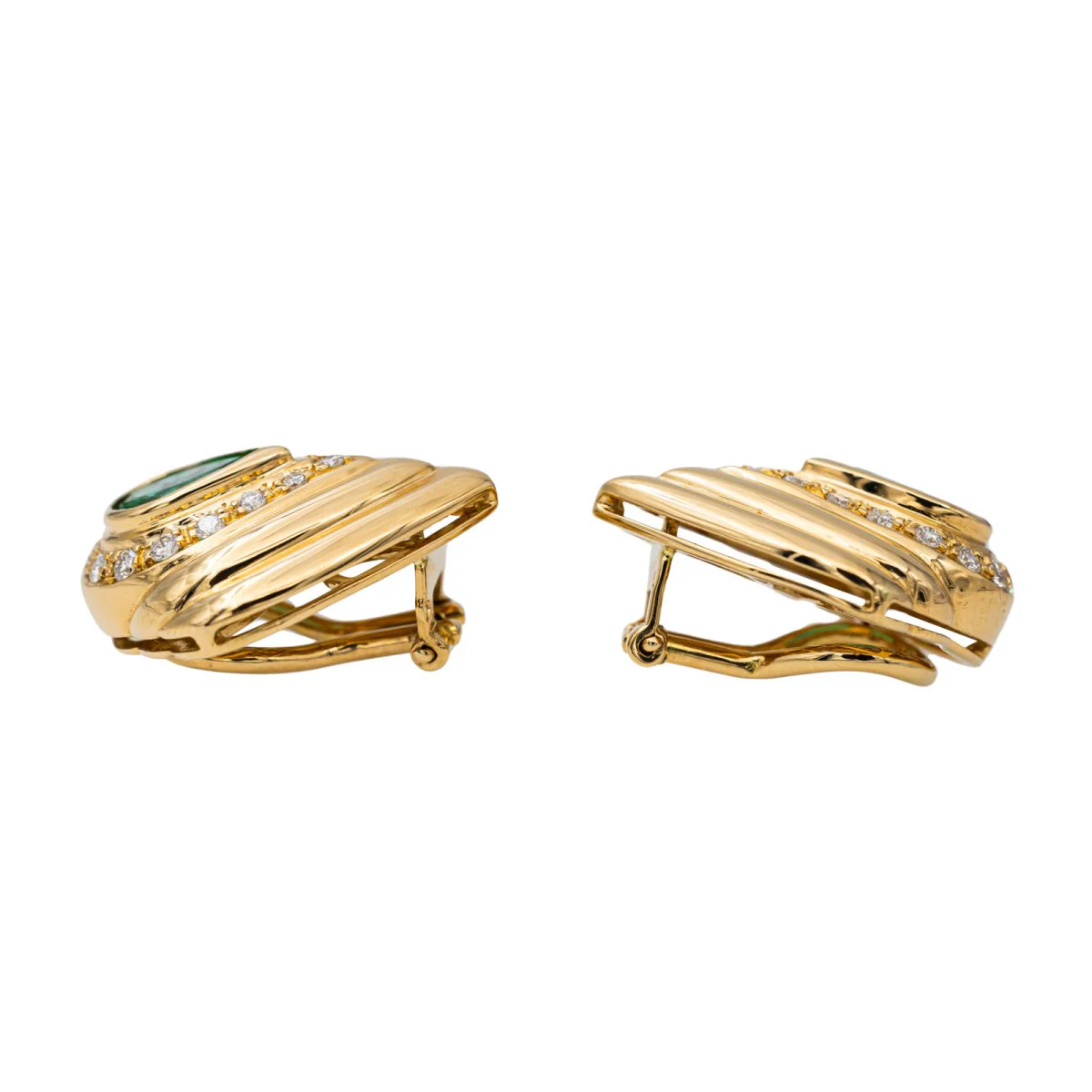 Boucles d'oreilles Clips Or jaune Emeraude - Image 3