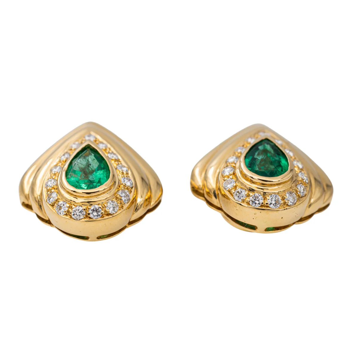 Boucles d'oreilles Clips Or jaune Emeraude - Image 5