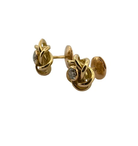Boucles d'oreilles Clou en or jaune et diamant - Image 3